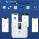 Body Fat Scale with Large VA Display, 15 Body Datas with Heart Rate, Smart Weight Scale Compatible with iOS & Android, Max 400lbs/180kg, 28cm, White - Image 6