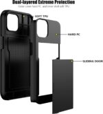 Nvollnoe Compatible with iPhone 15 Case with Card Holder Heavy Duty Protective Dual Layer Shockproof Hidden Card Slot Slim Wallet Phone Cover for Women&Men 6.1 inch(Black) - Image 4