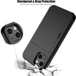 Nvollnoe Compatible with iPhone 15 Case with Card Holder Heavy Duty Protective Dual Layer Shockproof Hidden Card Slot Slim Wallet Phone Cover for Women&Men 6.1 inch(Black) - Image 6