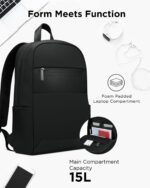 Lenovo Laptop Backpack (B500) -15L Capacity Padded Tablet & Computer Bag with Lock Zipper, Black, 15.6 Inch - Image 4