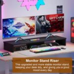 Dual Monitor Stand Riser, Large Computer Monitor Stand for Desk, Monitor Riser for 2 Monitors, Wood Desk Shelf for Top of Desk, Desktop Organizer for Computer, Laptop, Printer, TV - Image 3