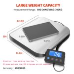 KKZ Shipping Scale, 440 LB Heavy Duty Postal Scale for Packages, Large Mailing Scale for Postage, Industrial, Small Business, Laundry, Warehouse, Stainless Steel - Image 3