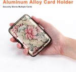 Mayski Credit Card Holder, RFID Blocking, Aluminum Alloy Hard Case, Small Mini Business Metal Wallet for Women Men, Happy Flower - Image 4