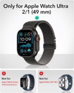 ESR for Apple Watch Ultra 2/1 Case with Screen Protector 49mm (2024/2023/2022), Military Grade Protection, Aluminum Alloy Case with 2 Pack Armorite Glass Protector Set, Stay Original, Black - Image 3