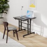 AIZ Adjustable Desk with Rolling Wheels, Portable Laptop Table for Standing or Sitting, Home Office Computer Workstation for Adults or Children,Black - Image 3