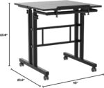 AIZ Adjustable Desk with Rolling Wheels, Portable Laptop Table for Standing or Sitting, Home Office Computer Workstation for Adults or Children,Black - Image 4