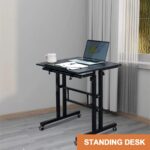 AIZ Adjustable Desk with Rolling Wheels, Portable Laptop Table for Standing or Sitting, Home Office Computer Workstation for Adults or Children,Black - Image 5