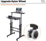 AIZ Adjustable Desk with Rolling Wheels, Portable Laptop Table for Standing or Sitting, Home Office Computer Workstation for Adults or Children,Black - Image 8