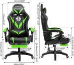 HOFFREE Gaming Chair with Bluetooth Speakers and Led Lights Massage Computer Gamer Chair with Footrest Ergonomic Video Game Chair for Adults Green and Black - Image 3