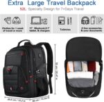 Z-MGKISS Extra Large Travel Backpack, 52L TSA Backpack 17.3 Inch, Anti-Theft 17 Inch Big Business Laptop Backpack for Men & Women, Water Resistant College Rucksack Bag with USB Port, Black - Image 3