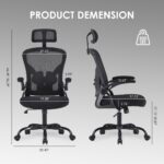 Farini Ergonomic Office Chair, Home Office Desk Chair with Headrest, High Back Computer Chair with Flip-up Armrests and Adjustable Lumbar Support.for Home Office Study Room Bedroom, Black. - Image 3