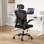 Farini Ergonomic Office Chair, Home Office Desk Chair with Headrest, High Back Computer Chair with Flip-up Armrests and Adjustable Lumbar Support.for Home Office Study Room Bedroom, Black. - Image 4