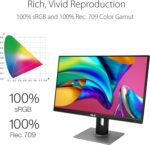 ASUS ProArt Display PA278QV 27” WQHD (2560 x 1440) Monitor, 100% sRGB/Rec. 709 ΔE < 2, IPS, DisplayPort HDMI DVI-D Mini DP, Calman Verified, Anti-glare, Tilt Pivot Swivel Height Adjustable, Black - Image 3