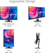 ASUS ProArt Display PA278QV 27” WQHD (2560 x 1440) Monitor, 100% sRGB/Rec. 709 ΔE < 2, IPS, DisplayPort HDMI DVI-D Mini DP, Calman Verified, Anti-glare, Tilt Pivot Swivel Height Adjustable, Black - Image 8