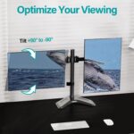 Dual Monitor Stand, Free-Standing Monitor Stands for 2 Monitors up to 27 inches/17.6 lbs Each, Fully Adjustable Dual Monitor Desk Mount with Height Adjustment, VESA Mount 75x75mm, 100x100mm - Image 3