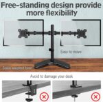 Dual Monitor Stand, Free-Standing Monitor Stands for 2 Monitors up to 27 inches/17.6 lbs Each, Fully Adjustable Dual Monitor Desk Mount with Height Adjustment, VESA Mount 75x75mm, 100x100mm - Image 5