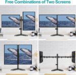 Dual Monitor Stand, Free-Standing Monitor Stands for 2 Monitors up to 27 inches/17.6 lbs Each, Fully Adjustable Dual Monitor Desk Mount with Height Adjustment, VESA Mount 75x75mm, 100x100mm - Image 7