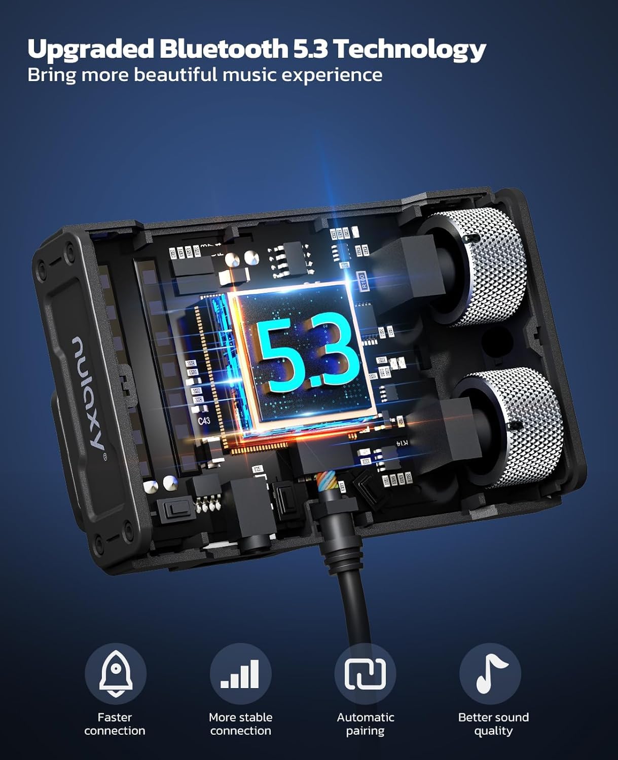 Nulaxy Bluetooth 5.3 Car Adapter with Air Vent Installation & DSP Noise Cancellation, QC3.0 & Type-C PD Car Charger Wireless FM Radio Transmitter Supports Bass & Treble Boost - Image 4