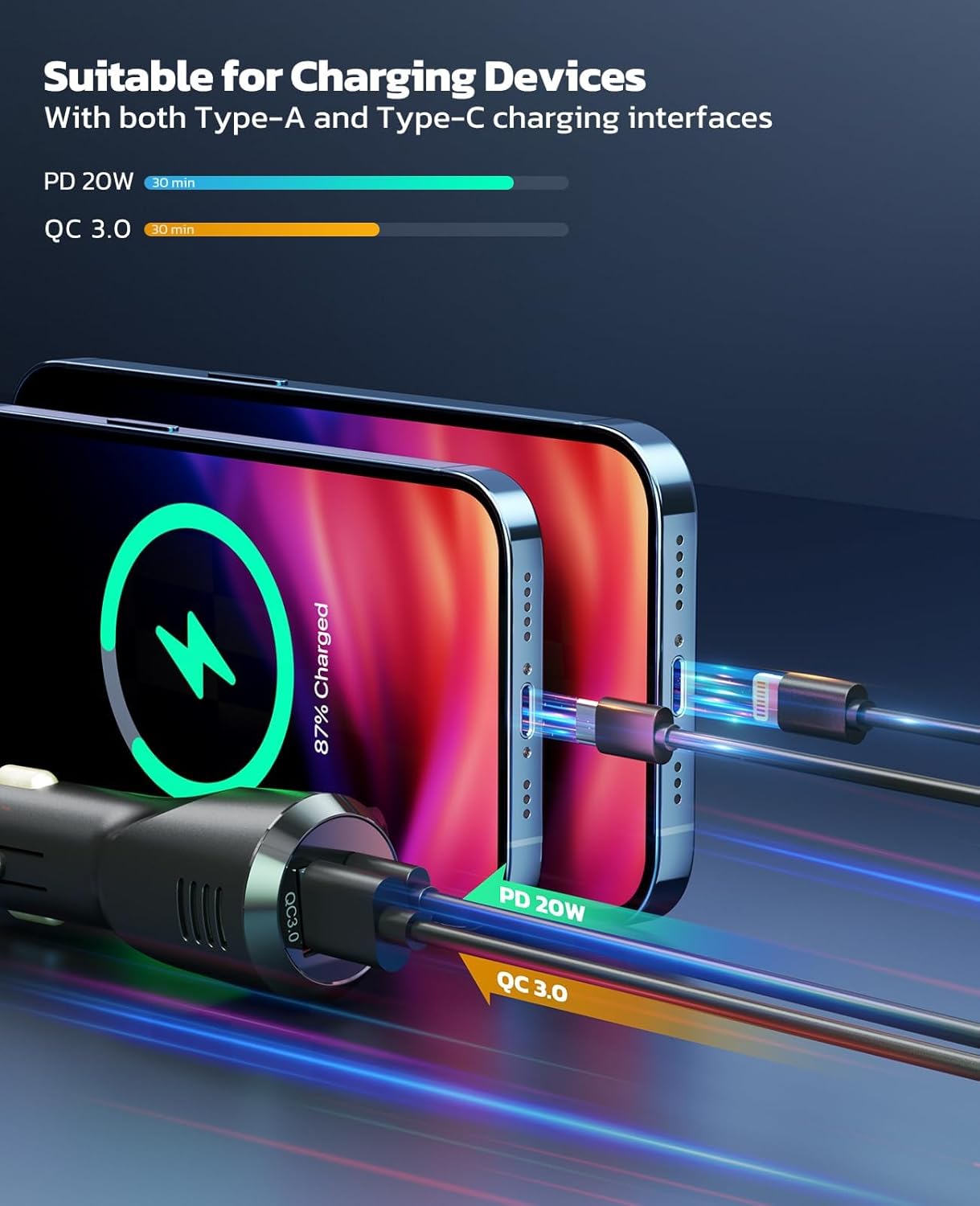 Nulaxy Bluetooth 5.3 Car Adapter with Air Vent Installation & DSP Noise Cancellation, QC3.0 & Type-C PD Car Charger Wireless FM Radio Transmitter Supports Bass & Treble Boost - Image 7