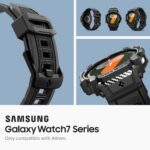 Spigen Rugged Armor Pro Designed for Samsung Galaxy Watch 7 44mm Case with Band Protective TPU Cover with Strap (2024) - Matte Black - Image 4