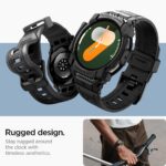 Spigen Rugged Armor Pro Designed for Samsung Galaxy Watch 7 44mm Case with Band Protective TPU Cover with Strap (2024) - Matte Black - Image 5