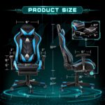 Gaming Chair High Back Ergonomic Computer Racing Chair Adjustable Office Chair with Footrest, Lumbar Support Swivel Chair - Upgraded Version BlackBlue - Image 4