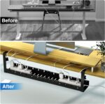 No Drilling Extendable Under Desk Cable Tray, Metal with Clamp, Retractable Power Strip Cord Holder for Wire Management 31Inch - Image 3