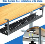 No Drilling Extendable Under Desk Cable Tray, Metal with Clamp, Retractable Power Strip Cord Holder for Wire Management 31Inch - Image 6