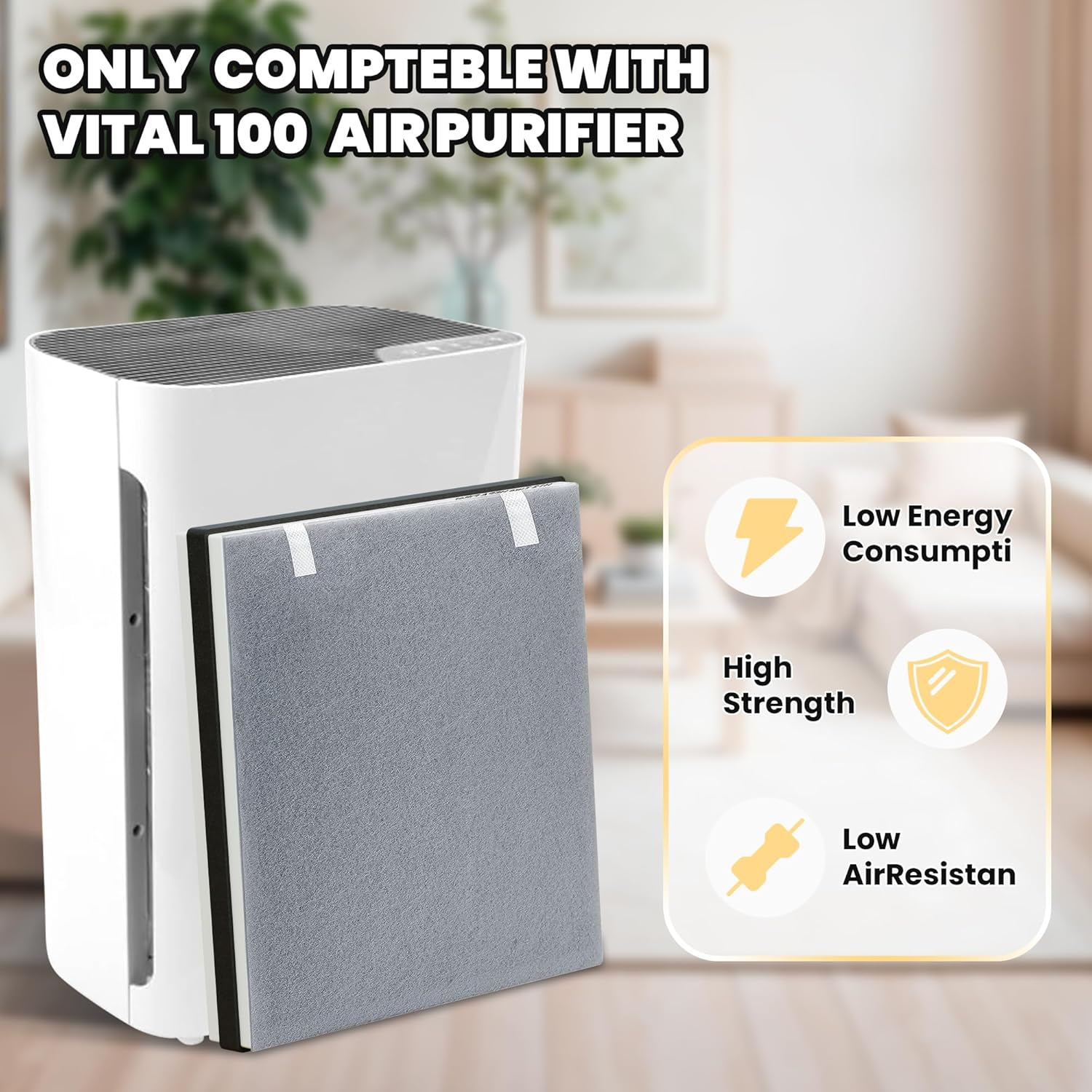 Vital 100 Replacement Filter for LEVOIT Air Purifier, 3-in-1 Pre, H13 High-Efficiency Activated Carbon Filtration System, Replace Part # Vital 100-RF, Pack of 2, By Improvedhand - Image 4