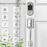 Satin Nickel Smart Lock with Keyless Entry, APP Control, Fingerprint & Deadbolt for Front Door - Image 3