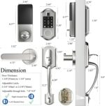 Satin Nickel Smart Lock with Keyless Entry, APP Control, Fingerprint & Deadbolt for Front Door - Image 6