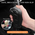 Car Gear Shift Knob Cover, Anti-Slip PU Leather Auto Shift Knob Rod Protector, Manual & Automatic Gear Shifting Knob Cover Decor with Sticky Fastener, Car Accessories (Black) - Image 4