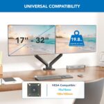 Mount-It! Full Motion Dual Monitor Mount with Spring Arms, 17" to 32", Full Motion Monitor Arm with Tilt, Rotation, Swivel, Height Adjustment, Clamp or Grommet, Fits VESA 75x75 and 100x100 - Black - Image 4