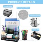 Desk Organizers Caddy and Accessories with 7 Compartments + Pen Holder / 72 Clips Set, Drawer, Black Mesh Office Supplies Desktop Organizer for Home, Office Ect - Image 4