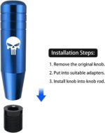 Pack-1 Gear Stick Shifter Knobs, Skull Aluminum Alloy Weighted Gear Lever, Metal Stick Shifter Handle for Most Automatic Manual Vehicle (Blue) - Image 6