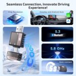 ByteWave Wireless Android Auto & CarPlay Adapter 2-in-1 Converts Wired to Wireless 2025 Upgraded, Plug-and-Play Dongle with Low Latency, Connect for iOS10+/Android 11+ Cars - Brown - Image 4