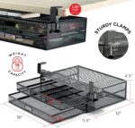 Under Desk Drawer Organizer Clamp-On, Mesh Metal Desk Drawer Attachment, 2 Drawer Slide Out, On Desk Or Under Desk Organizer For Office Supplies & Home Essentials (2 Drawers) - Image 3