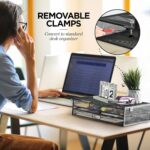 Under Desk Drawer Organizer Clamp-On, Mesh Metal Desk Drawer Attachment, 2 Drawer Slide Out, On Desk Or Under Desk Organizer For Office Supplies & Home Essentials (2 Drawers) - Image 6