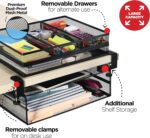 Under Desk Drawer Organizer Clamp-On, Mesh Metal Desk Drawer Attachment, 2 Drawer Slide Out, On Desk Or Under Desk Organizer For Office Supplies & Home Essentials (2 Drawers) - Image 7