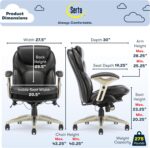 Serta Claremont Ergonomic Executive Office Chair with Back in Motion Technology, Adjustable Mid Back Desk Chair with Lumbar Support, Bonded Leather, Black - Image 3