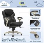 Serta Claremont Ergonomic Executive Office Chair with Back in Motion Technology, Adjustable Mid Back Desk Chair with Lumbar Support, Bonded Leather, Black - Image 4