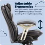 Serta Claremont Ergonomic Executive Office Chair with Back in Motion Technology, Adjustable Mid Back Desk Chair with Lumbar Support, Bonded Leather, Black - Image 10