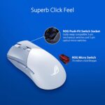 ASUS ROG Gladius III Wireless Gaming Mouse, 36000 DPI, 6 Buttons, Replaceable Switches, Paracord Cable - White - Image 6