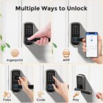 Keyless-Entry Fingerprint Smart Door Lock, Smart Locks for Front Door with Code Passcode App Control All in One Zinc Alloy Electronic Digital Door Lock with Keypad, Easy Installation - Image 3