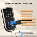 Keyless-Entry Fingerprint Smart Door Lock, Smart Locks for Front Door with Code Passcode App Control All in One Zinc Alloy Electronic Digital Door Lock with Keypad, Easy Installation - Image 5