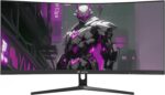 CRUA 30" Curved Gaming Monitor, 165Hz/200Hz Computer Monitor, WFHD(2560 * 1080P) 1500R VA Screen, 120% sRGB PC Monitors Support AMD FreeSync, Wall Mount Install(HDMI, DP)- Black - Image 3