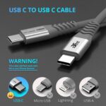 XYYZYZ USB C to USB C Cable [6.6 ft 2 Pack ] 100W 5A PD QC Type C Fast Charging Cable Nylon Braided Type C Charging Cord Compatible with MacBook Pro, iPad Pro, iPad Air 4, Galaxy -Grey - Image 3