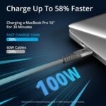 XYYZYZ USB C to USB C Cable [6.6 ft 2 Pack ] 100W 5A PD QC Type C Fast Charging Cable Nylon Braided Type C Charging Cord Compatible with MacBook Pro, iPad Pro, iPad Air 4, Galaxy -Grey - Image 4