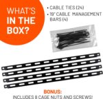 ECHOGEAR Rack Cable Management Tie Bar Kit - Includes 4X 1U Tie Bars, 24 Zip Ties, 8 Cage Nuts, & 8 Screws - Works with 19" Open Frame Racks & Enclosures - Image 7