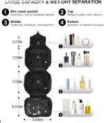 Travel Toiletry Bag for Women Men - Portable Large Hanging Organizer Makeup Bag for Cosmetic, Shampoo, Conditioner, Brushes Set, Cosmetic, Travel Accessories Essentials, Black - Image 4